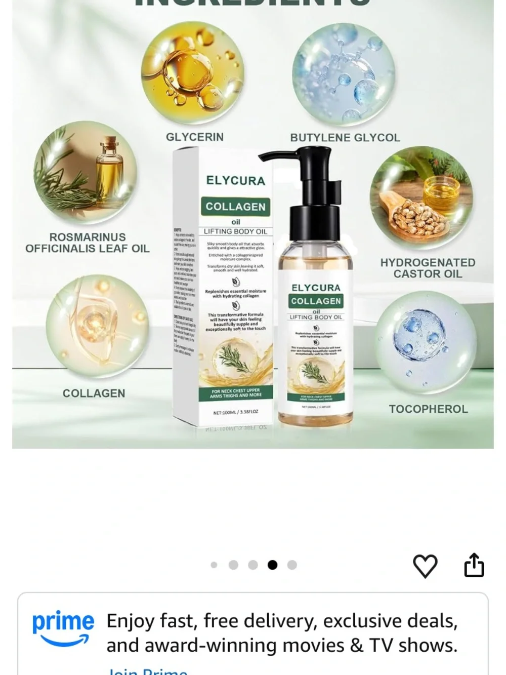 Collagen Lifting Body Oil,3.38 Fl.oz Shower Hydrating Shower Oil Helps Soften